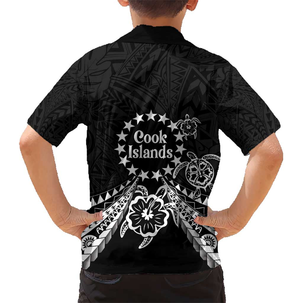 Kia Orana Cook Islands Kid Hawaiian Shirt 2025 Pasifika Polynesian Turtle Black Color