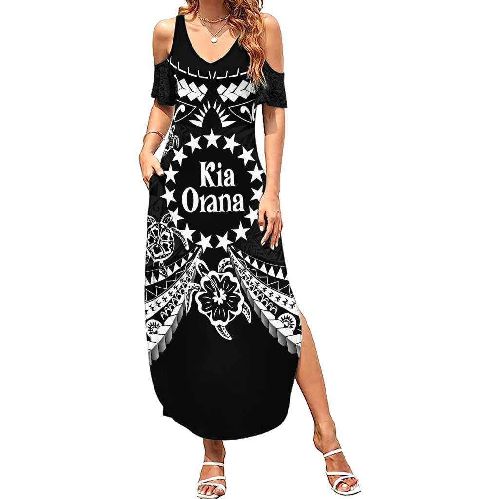 Kia Orana Cook Islands Summer Maxi Dress 2025 Pasifika Polynesian Turtle Black Color