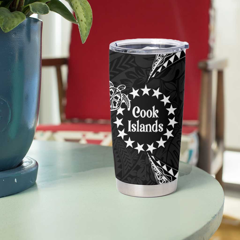 Kia Orana Cook Islands Tumbler Cup 2025 Pasifika Polynesian Turtle Black Color