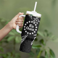Kia Orana Cook Islands Tumbler With Handle 2025 Pasifika Polynesian Turtle Black Color