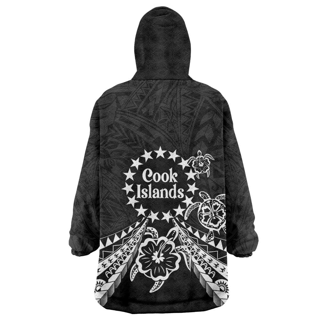Kia Orana Cook Islands Wearable Blanket Hoodie 2025 Pasifika Polynesian Turtle Black Color LT14 - Polynesian Pride