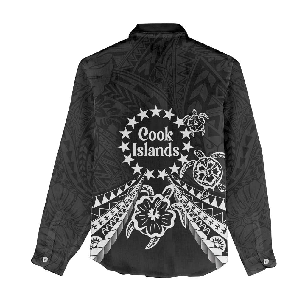 Kia Orana Cook Islands Women Casual Shirt 2025 Pasifika Polynesian Turtle Black Color LT14 - Polynesian Pride