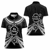 Kia Orana Cook Islands Women Polo Shirt 2025 Pasifika Polynesian Turtle Black Color LT14 - Polynesian Pride