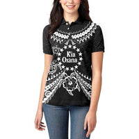 Kia Orana Cook Islands Women Polo Shirt 2025 Pasifika Polynesian Turtle Black Color LT14 - Polynesian Pride