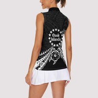 Kia Orana Cook Islands Women Sleeveless Polo Shirt 2025 Pasifika Polynesian Turtle Black Color LT14 - Polynesian Pride
