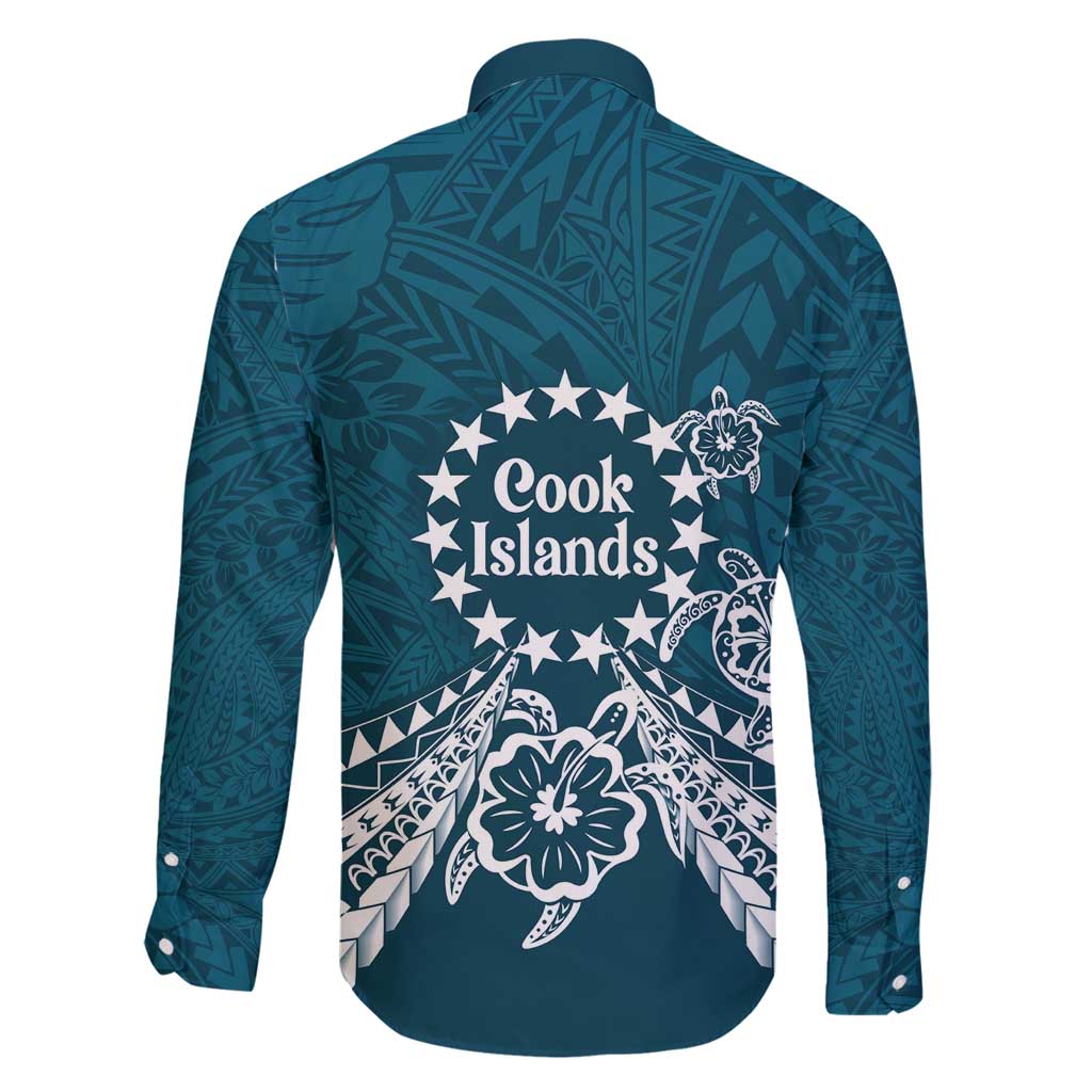 Kia Orana Cook Islands Family Matching Long Sleeve Bodycon Dress and Hawaiian Shirt Polynesian Turtle Crowberry Blue Color LT14 - Polynesian Pride