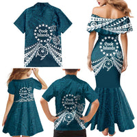 Kia Orana Cook Islands Family Matching Mermaid Dress and Hawaiian Shirt Polynesian Turtle Crowberry Blue Color LT14 - Polynesian Pride