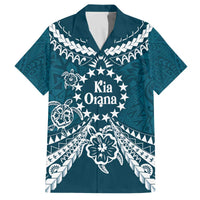 Kia Orana Cook Islands Family Matching Off The Shoulder Long Sleeve Dress and Hawaiian Shirt Polynesian Turtle Crowberry Blue Color LT14 Dad's Shirt - Short Sleeve Crowberry Blue - Polynesian Pride