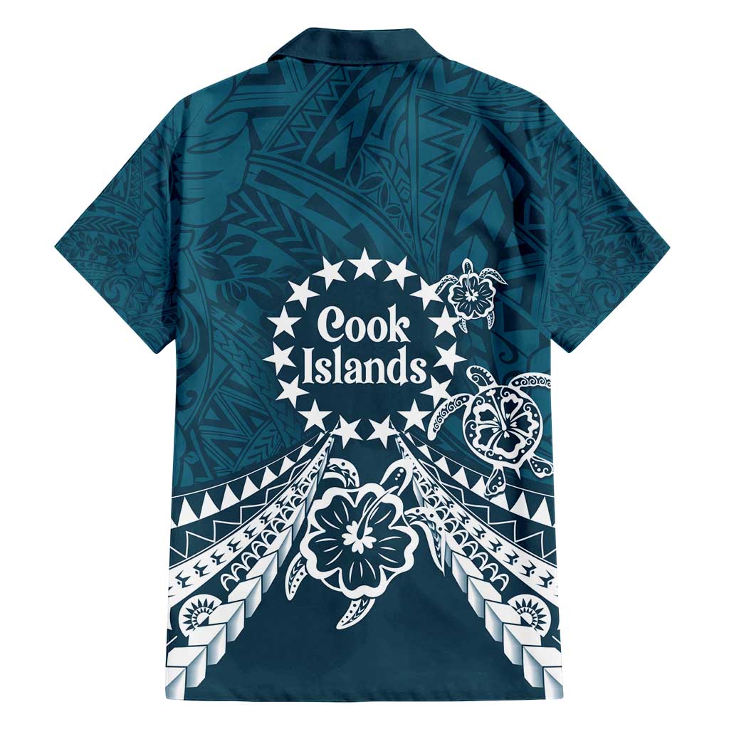 Kia Orana Cook Islands Family Matching Off Shoulder Maxi Dress and Hawaiian Shirt Polynesian Turtle Crowberry Blue Color LT14 - Polynesian Pride