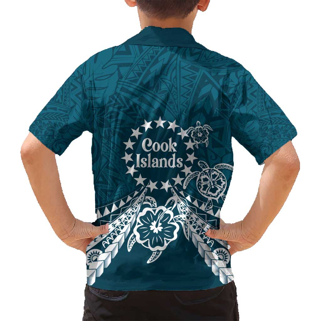 Kia Orana Cook Islands Family Matching Puletasi and Hawaiian Shirt Polynesian Turtle Crowberry Blue Color LT14 - Polynesian Pride