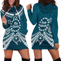 Kia Orana Cook Islands Hoodie Dress Polynesian Turtle Crowberry Blue Color LT14 - Polynesian Pride