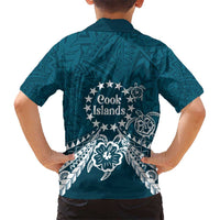 Kia Orana Cook Islands Kid Hawaiian Shirt Polynesian Turtle Crowberry Blue Color
