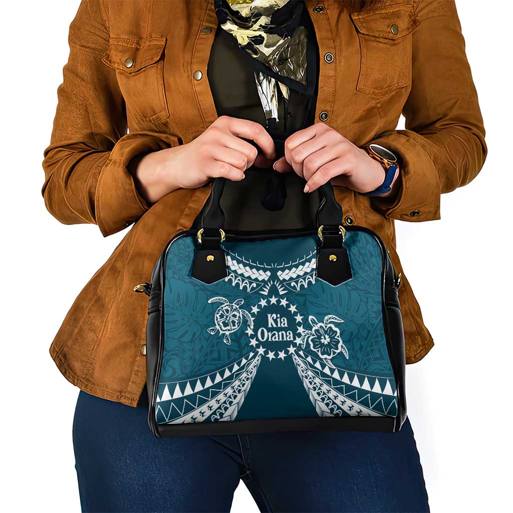 Kia Orana Cook Islands Shoulder Handbag Polynesian Turtle Crowberry Blue Color