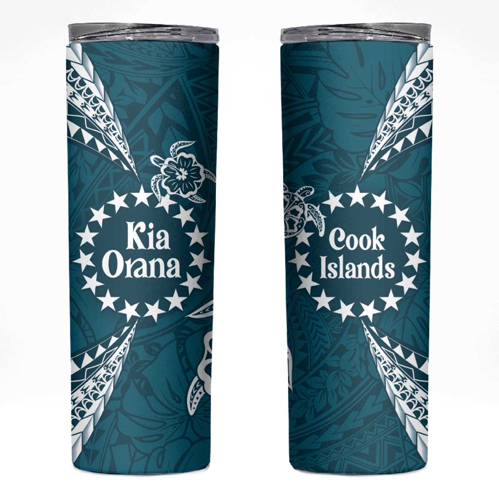 Kia Orana Cook Islands Skinny Tumbler Polynesian Turtle Crowberry Blue Color LT14 Crowberry Blue - Polynesian Pride