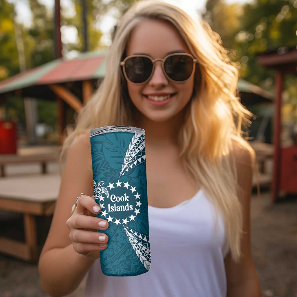 Kia Orana Cook Islands Skinny Tumbler Polynesian Turtle Crowberry Blue Color LT14 - Polynesian Pride