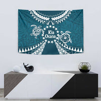 Kia Orana Cook Islands Tapestry Polynesian Turtle Crowberry Blue Color LT14 - Polynesian Pride