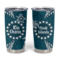 Kia Orana Cook Islands Tumbler Cup Polynesian Turtle Crowberry Blue Color LT14 Crowberry Blue - Polynesian Pride