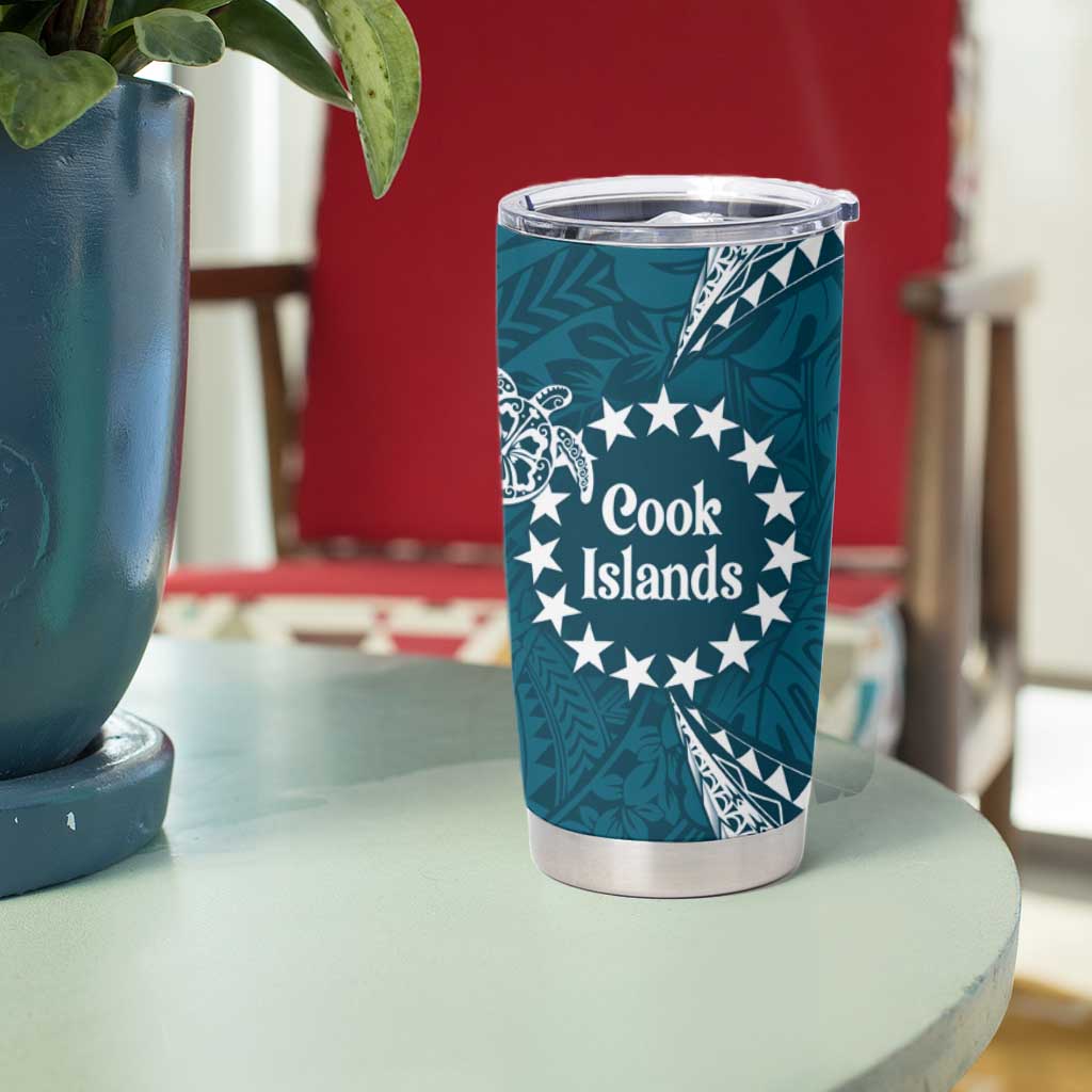 Kia Orana Cook Islands Tumbler Cup Polynesian Turtle Crowberry Blue Color LT14 - Polynesian Pride
