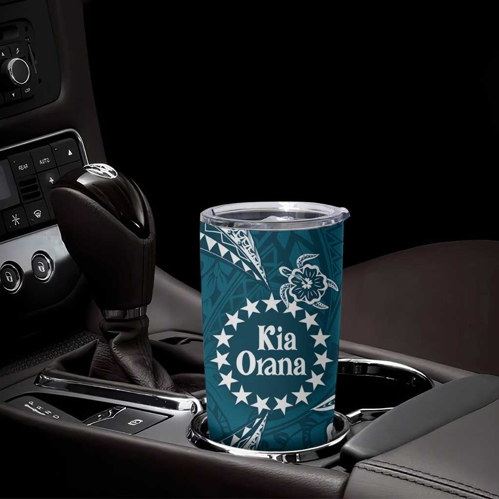 Kia Orana Cook Islands Tumbler Cup Polynesian Turtle Crowberry Blue Color LT14 - Polynesian Pride