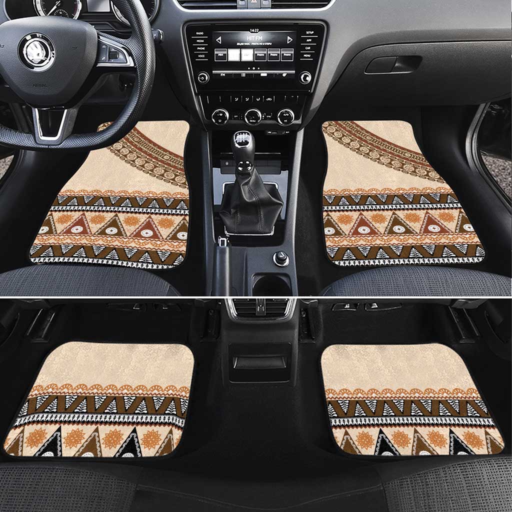 Bula Fiji Car Mats 2025 Pasifika Traditional Fijian Masi LT14 Set 4pcs Beige - Polynesian Pride