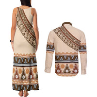Bula Fiji Couples Matching Tank Maxi Dress and Long Sleeve Button Shirt 2025 Pasifika Traditional Fijian Masi LT14 - Polynesian Pride