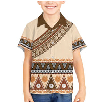 Bula Fiji Family Matching Mermaid Dress and Hawaiian Shirt 2025 Pasifika Traditional Fijian Masi LT14 Son's Shirt Beige - Polynesian Pride