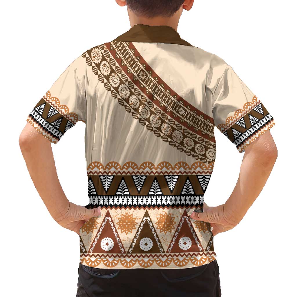 Bula Fiji Family Matching Off Shoulder Maxi Dress and Hawaiian Shirt 2025 Pasifika Traditional Fijian Masi LT14 - Polynesian Pride