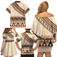 Bula Fiji Family Matching Off Shoulder Short Dress and Hawaiian Shirt 2025 Pasifika Traditional Fijian Masi LT14 - Polynesian Pride