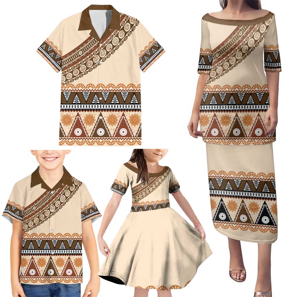 Bula Fiji Family Matching Puletasi and Hawaiian Shirt 2025 Pasifika Traditional Fijian Masi LT14 - Polynesian Pride