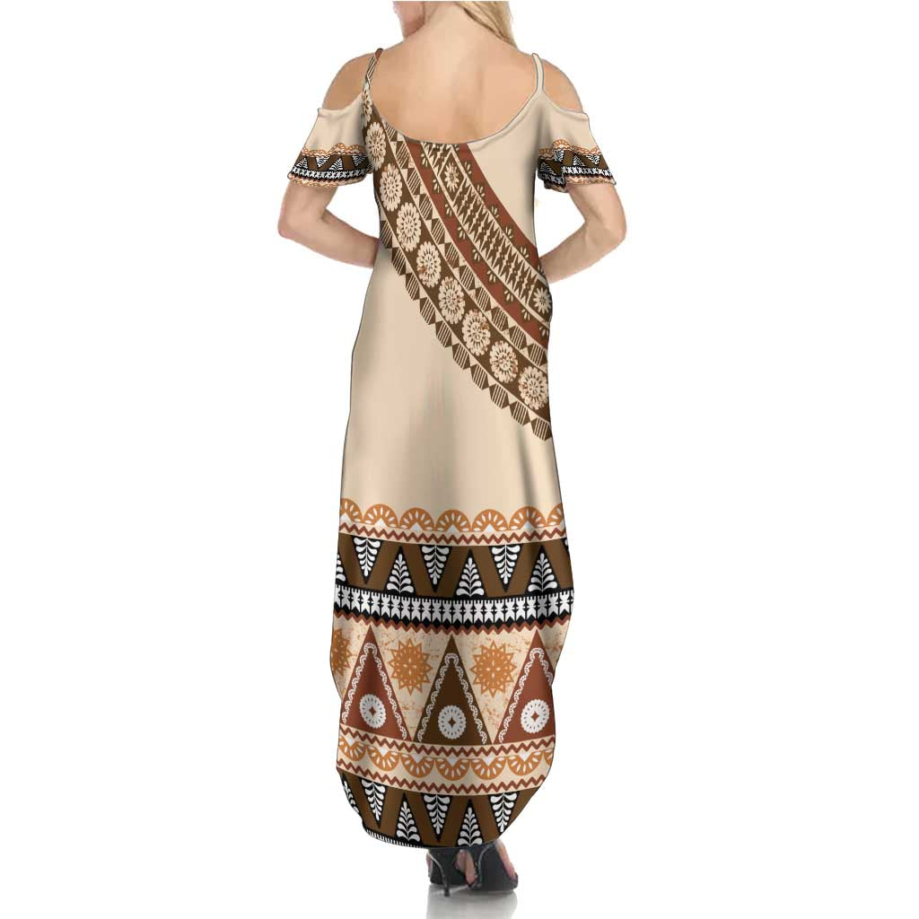 Bula Fiji Family Matching Summer Maxi Dress and Hawaiian Shirt 2025 Pasifika Traditional Fijian Masi LT14 - Polynesian Pride