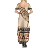 Bula Fiji Family Matching Summer Maxi Dress and Hawaiian Shirt 2025 Pasifika Traditional Fijian Masi LT14 - Polynesian Pride