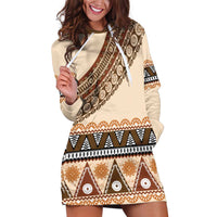 Bula Fiji Hoodie Dress 2025 Pasifika Traditional Fijian Masi LT14 Beige - Polynesian Pride