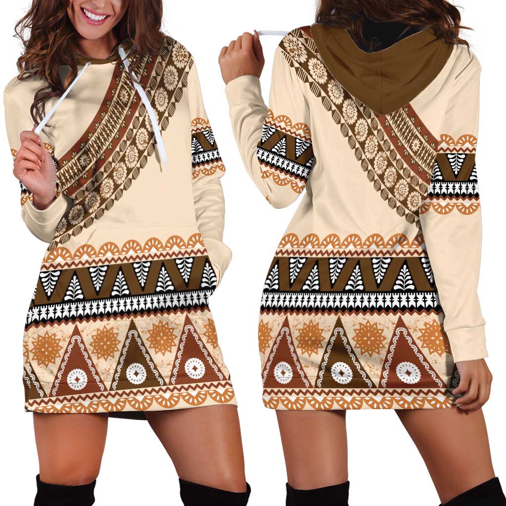 Bula Fiji Hoodie Dress 2025 Pasifika Traditional Fijian Masi LT14 - Polynesian Pride