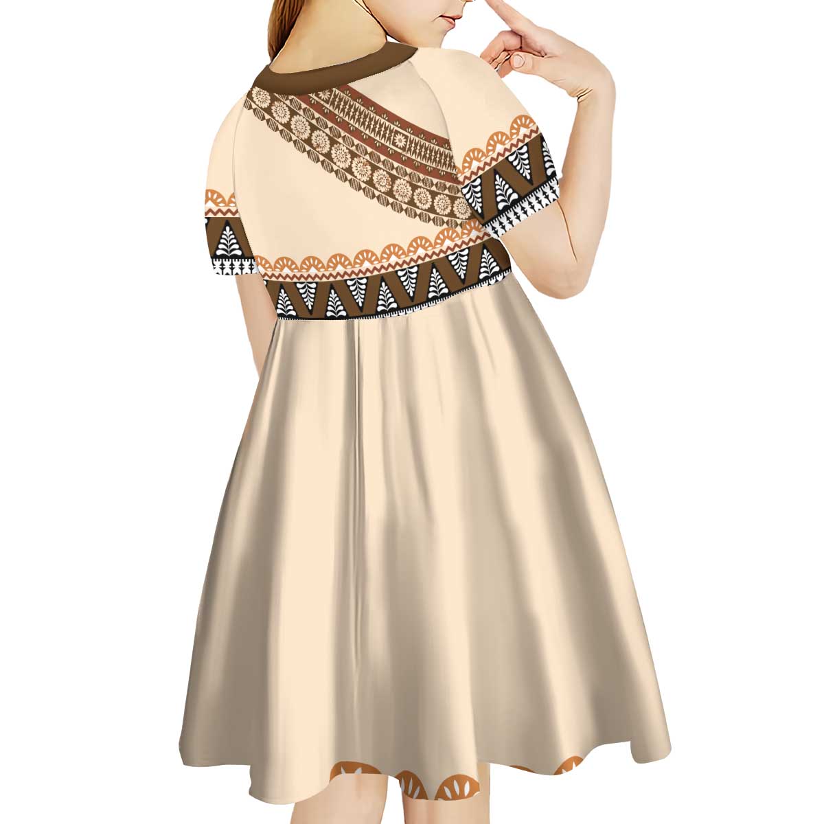Bula Fiji Kid Short Sleeve Dress 2025 Pasifika Traditional Fijian Masi LT14 - Polynesian Pride