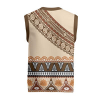 Bula Fiji Christmas Knitted V-Neck Vest 2025 Pasifika Traditional Fijian Masi LT14 - Polynesian Pride