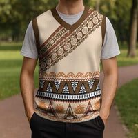 Bula Fiji Christmas Knitted V-Neck Vest 2025 Pasifika Traditional Fijian Masi LT14 - Polynesian Pride