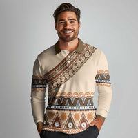 Bula Fiji Long Sleeve Polo Shirt 2025 Pasifika Traditional Fijian Masi LT14 - Polynesian Pride