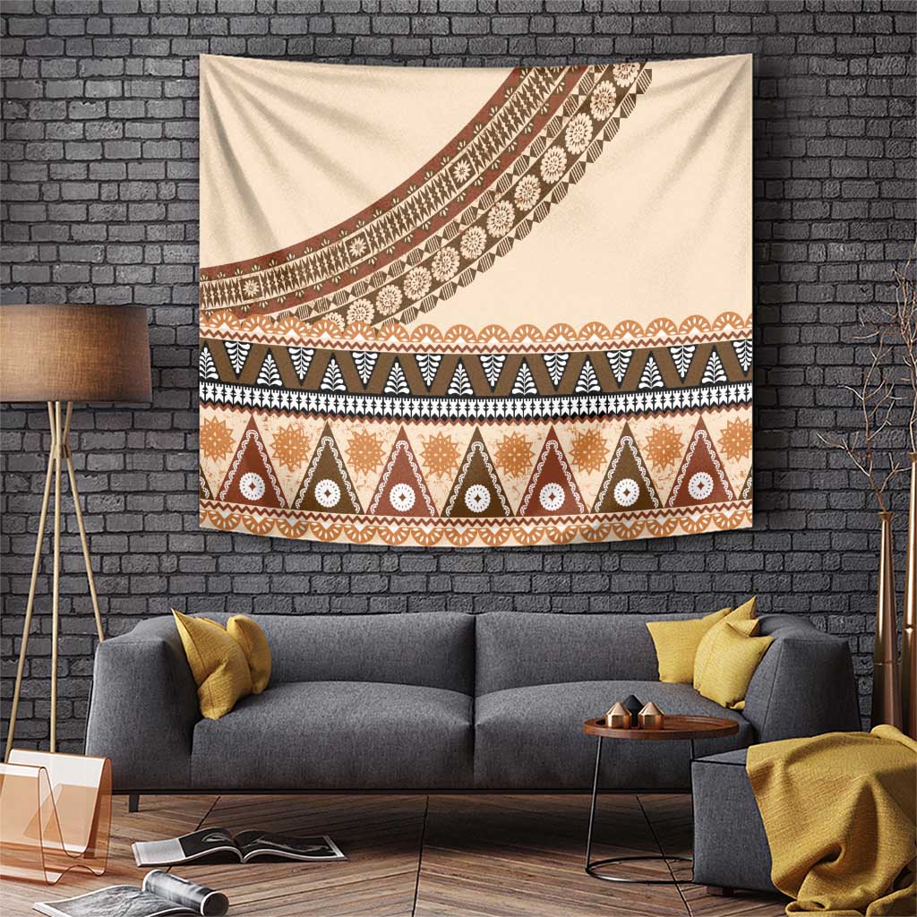 Bula Fiji Tapestry 2025 Pasifika Traditional Fijian Masi LT14 Beige - Polynesian Pride