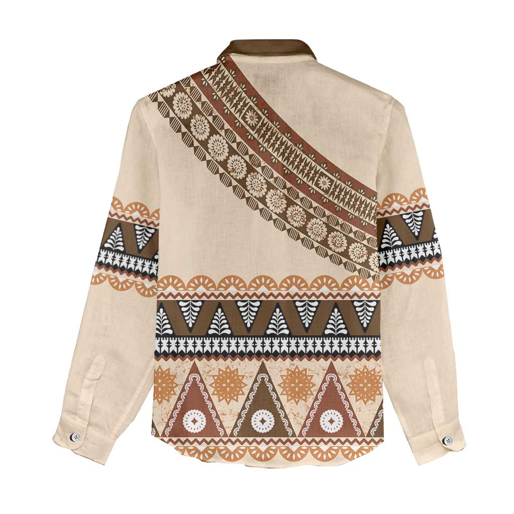 Bula Fiji Women Casual Shirt 2025 Pasifika Traditional Fijian Masi LT14 - Polynesian Pride