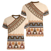 Bula Fiji Women V-Neck T-Shirt 2025 Pasifika Traditional Fijian Masi LT14 - Polynesian Pride