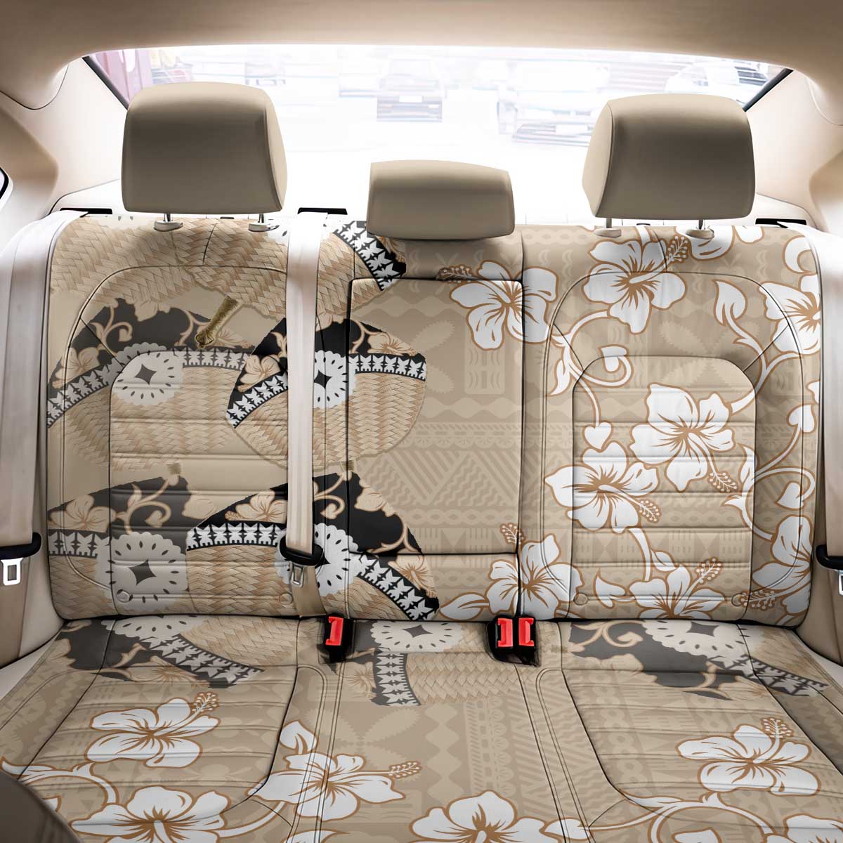 Bula Fiji Iri Buli Back Car Seat Cover Woven Fan With Fijian Tapa LT14 - Polynesian Pride