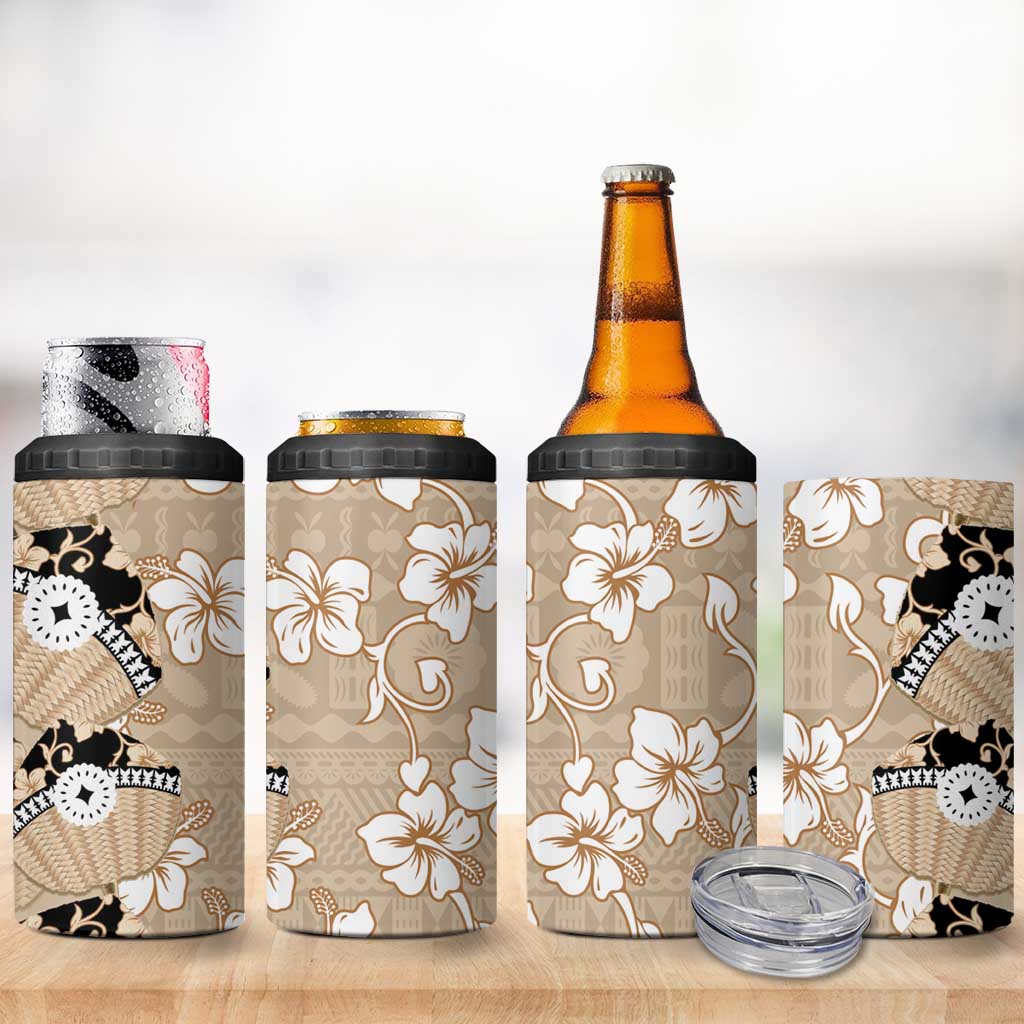Bula Fiji Iri Buli 4 in 1 Can Cooler Tumbler Woven Fan With Fijian Tapa LT14 - Polynesian Pride