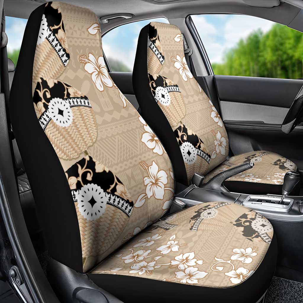 Bula Fiji Iri Buli Car Seat Cover Woven Fan With Fijian Tapa LT14 - Polynesian Pride