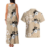 Bula Fiji Iri Buli Couples Matching Tank Maxi Dress and Hawaiian Shirt Woven Fan With Fijian Tapa LT14 - Polynesian Pride