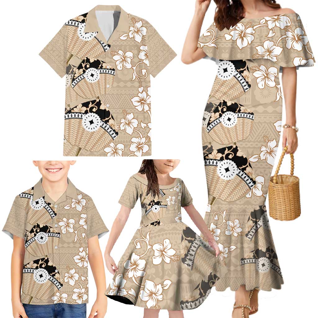 Bula Fiji Iri Buli Family Matching Mermaid Dress and Hawaiian Shirt Woven Fan With Fijian Tapa LT14 - Polynesian Pride