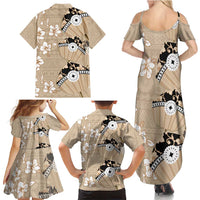 Bula Fiji Iri Buli Family Matching Summer Maxi Dress and Hawaiian Shirt Woven Fan With Fijian Tapa LT14 - Polynesian Pride
