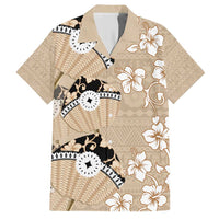 Bula Fiji Iri Buli Hawaiian Shirt Woven Fan With Fijian Tapa LT14 Beige - Polynesian Pride