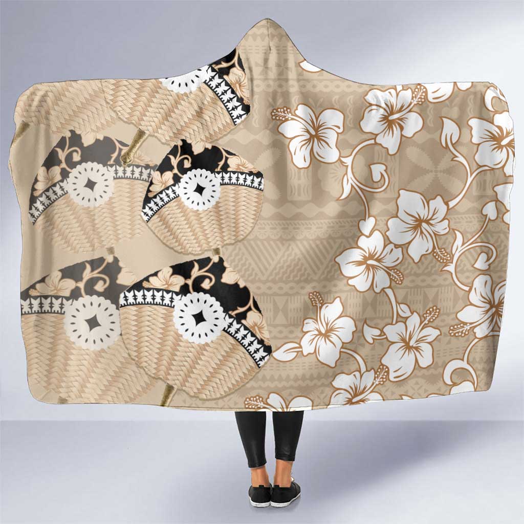 Bula Fiji Iri Buli Hooded Blanket Woven Fan With Fijian Tapa LT14 One Size Beige - Polynesian Pride