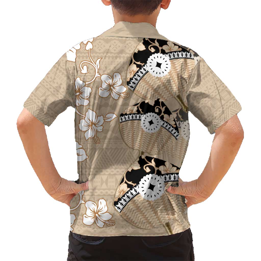 Bula Fiji Iri Buli Kid Hawaiian Shirt Woven Fan With Fijian Tapa LT14 - Polynesian Pride