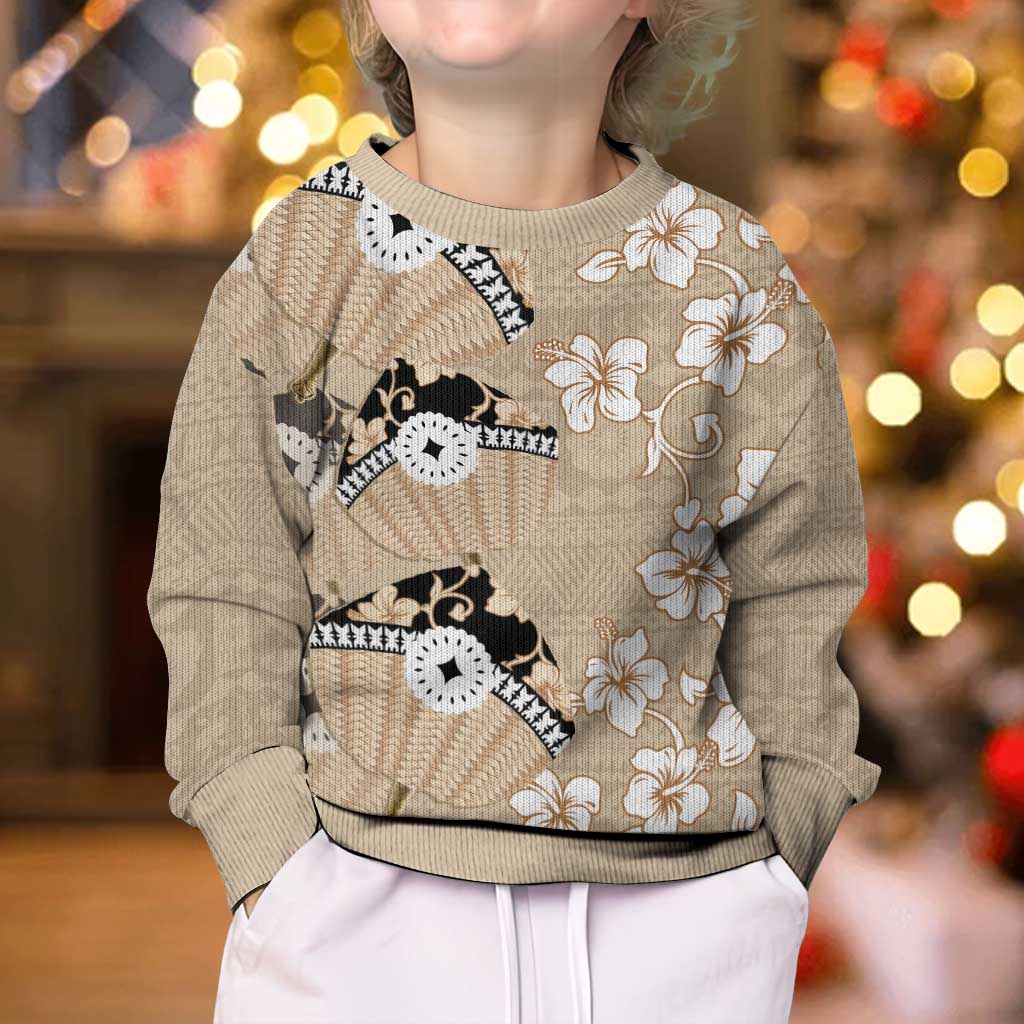 Bula Fiji Iri Buli Kid Ugly Christmas Sweater Woven Fan With Fijian Tapa LT14 - Polynesian Pride